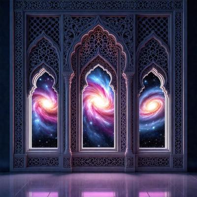 The primary subject of the image is a pair of large, ornate windows with intricate designs. The setting is a room with a white color scheme, which creates a clean and elegant atmosphere. The visual style is a combination of digital art and illustration, as the windows are depicted with a high level of detail and realism. The colors and mood of the image are predominantly white, which adds to the serene and peaceful ambiance of the space.